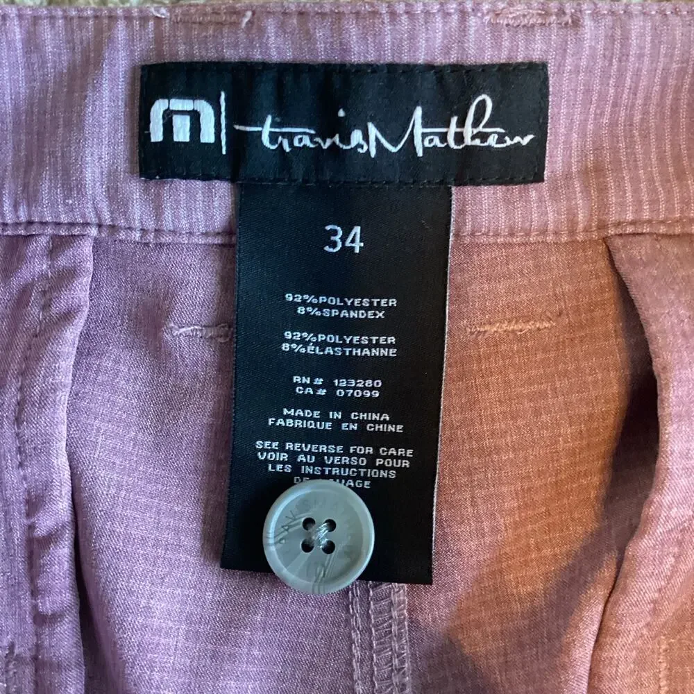 TravisMatthew Soft Pink Stripe Golf Shorts Men's Size 34 performance stretch